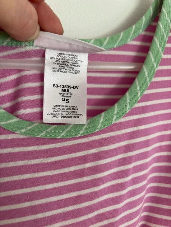 Bonnie Jeans Girls Spring Striped Dress Size 5, Color Block Tiered Easter Dress - Picture 6 of 6